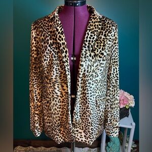 Libby Edelman Brown and Black Leopard Print Blazer